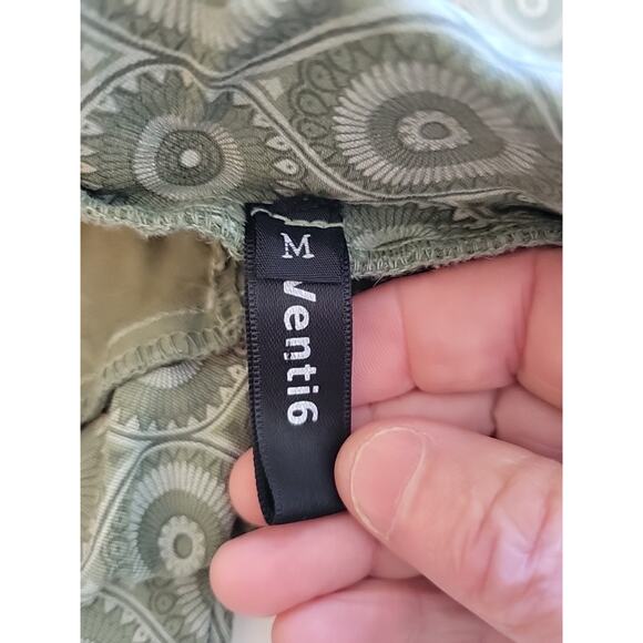 Vinti 6 Italy Green Geometric Elastic Waist Pull On Jogger Pants Medium Stretch - Picture 11 of 12